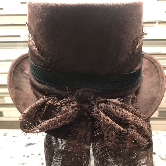Unisex Brown Steampunk Top Hat One Sits Fits Most Halloween Theater Ren Faire main image 8